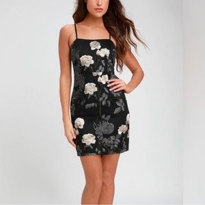 Lulu’s Elston Spaghetti Strap Embroidered Floral Mini Dress EUC